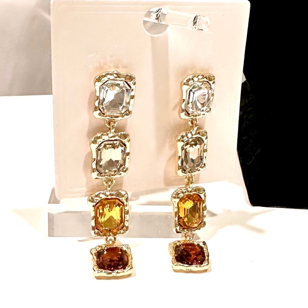 WARM HUES Designer Gemstone Statement Necklace & Earrings Set | NWT - Picture 10 of 16